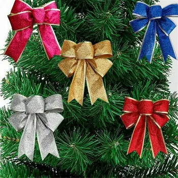 1PC Visí Prívesok Vianočné Luky Motýľ Luk Bowknot Xmas Party Dodávky Ozdoby na Vianočné stromčeky Domova Páse s nástrojmi Luky