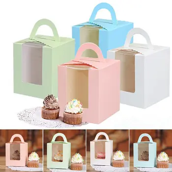 2023 Papierový Košíček Balenie Box s Oknom Tortu Mousse Muffin Cookies Candy Dezert Darčeka Svadby, Narodeniny Láskavosti Party Decor