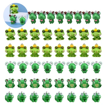 48 KS Žaba sa zobrazili kľúčové tlačidlá Pre Šperky, Takže Väčšinu Roztomilý Zvierat Prívesky, Zelená Žaba Keychain Charms Malé Šperky Čo Charms