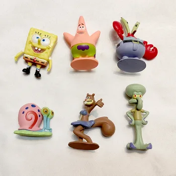 6Pcs/Set SpongeBob SquarePants Obrázok Bob Krab Šéf Patrick Star Akčné Figúrky Patrick Star Anime Figúrky Deti Hračky