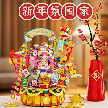 882010 Dlho Zhuan Qian Kun Čínsky Národný Trend Hrať Model Stavebné Bloky Puzzle Dekor Tehly Hračky Pre Deti Nový Rok Darčeky