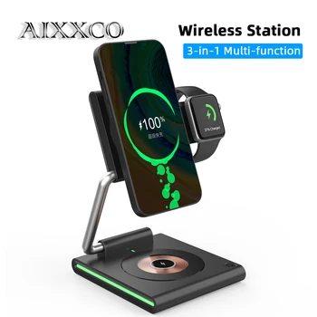 AIXXCO Skladacia 3 v 1 Magnetické Bezdrôtovej Nabíjačky pre iPhone 14 13 /AirPods 2 3 Pro Apple Hodinky 8 7 6 Qi Rýchlo nabíjacia Stanica