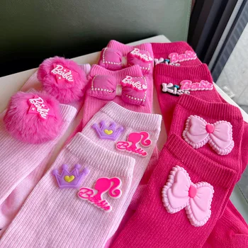 Barbie Polovici Teľa Ponožky Trend Módnych Farieb, Teplé Ponožky kórejská Verzia Sladké Ružové Poschodí Ponožky Všestranný Bežné Bavlnené Ponožky