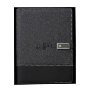 Bezdrôtové Nabíjanie Notebooku 8000 MAH Napájanie A5 Denník Binder Špirála Notebook Čierna
