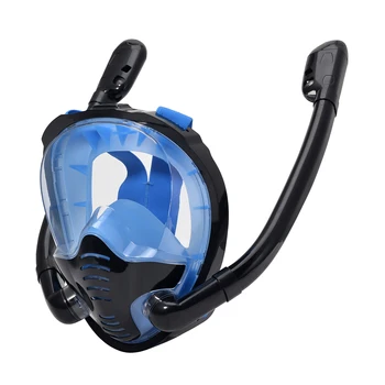 Celotvárová Maska Šnorchel s Anti-Fog Obrúsky, 180 Stupeň Panoramatické HD Zobraziť Šnorchlovanie Maska, Anti-Leak Suchá Set pre Dospelých, Deti