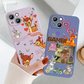 Disney karikatúry trochu jeleň Bambi Pre Apple iPhone 14 13 12 11 Pro Max Plus XS XR X 8 7 SE Kvapaliny Lano Telefón puzdro Funda