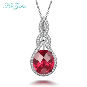 I&zuan 10.55 ct Červený Kameň Prívesok 100% 925 Sterling Silver Ruby Náhrdelník Pre Ženy Šachovnica Drahokam Luxusné Šperky P0051-W01