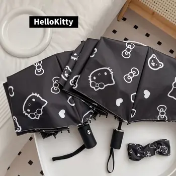 In Black Hello Kitty Automatický Dáždnik Kawaii Kt Mačka Slnečný Daždivé Dodávky Karikatúra Holka Prenosné Deti Krátke Dáždniky Dážď Zariadenia