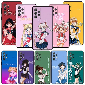 Karikatúra S-Námorník-Mesiace Anime Black Telefón puzdro pre Samsung Galaxy A54 A52 A53 A13 A14 A12 A34 A32 A33 A23 A24 A22 A04 A03S A02S A