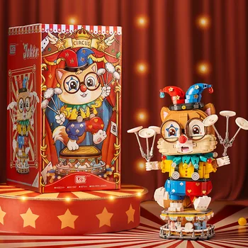 Kawaii Klaun Veverička Údaje Micro Stavebné Bloky Roztomilý 3D Cirkusové Výkon Modelu Mini Tehla Hračky Pre Deti Vianočný Darček