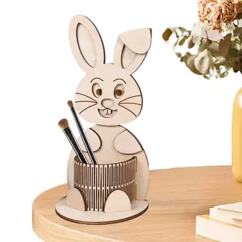 Kreatívne Pero, Držiak Na Stôl Drevený Bunny Ceruzka, pílka Na Veľkonočné Prenosné Ceruzka Pohár Pre Maliarske Vládcov Pastelky Zábavné DIY Pero
