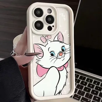 marie mačka Ružová motýlik Anime Telefón puzdro Pre iPhone 15 14 13 12 11 Pro Max Xr Xs 7 8 14 Plus Prípade Roztomilý kreslený Shockproof Kryt