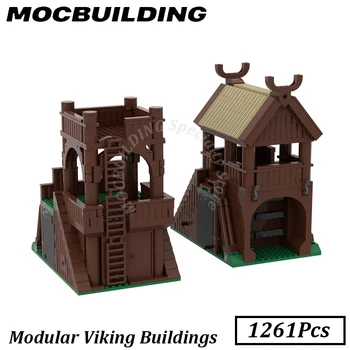 Modulárny Viking Budov Medival Scény Model Zobraziť MOC Stavebné kamene, Tehly Stavby Hračky, Vianočné Darčeky