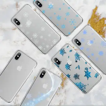 RUICHI Snehová vločka zimné Telefón puzdro Pre iPhone 11 12 Mini 13 Pro XS Max X 8 7 6 Plus 5 SE XR Transparentné Shell