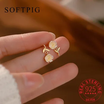 SOFTPIG Reálne 925 Sterling Silver Duté Motýľ Stud Náušnice pre Ženy Klasické Jemné Šperky Minimalistický Piercing Skrutku Loptu