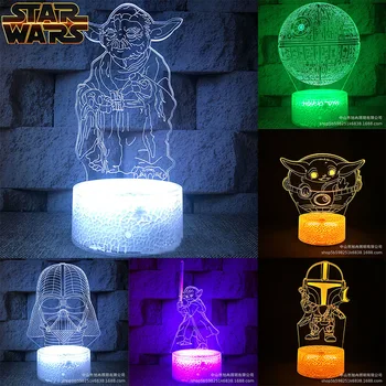 Star Wars Dieťa Yoda LED Nočné Svetlo 3D Akrylové Deti Nočné Lampy, Domov Spálňa Okolitého Svetla, Kreatívny Darček Nočná Lampa Nové