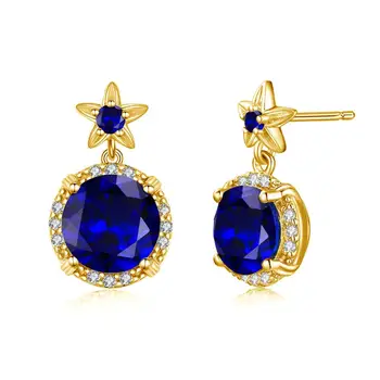 Szjiano Reálne 925 Sterling Silver Náušnice Blue Sapphire Ručné Dizajnér Jemné Šperky Kvetinové Módne Náušnice Stud Pre Ženy