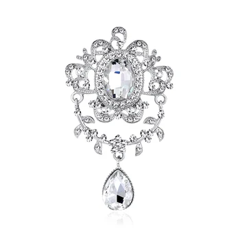 Vintage Elegantné Ženy Klasické Prívesok Lotus Crystal Odznaky, Brošne Nádherné Lady Lesklé Rastlín Drahokamu Strany Kolíky Šperky