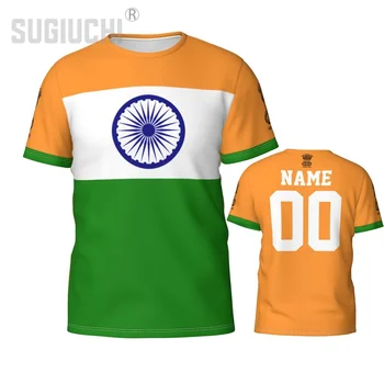 Vlastné Meno Počet India Vlajka Znak 3D T-košele Pre Mužov, Ženy Tees dres tímu Oblečenie Futbal Futbal Fanúšikov Darček tričko