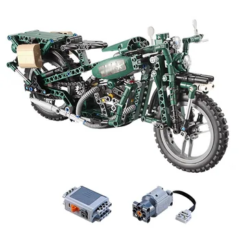 Vojenský Motocykel Model DIY Motocykel stavebným Nastaviť 3D Konštrukcia Hračky Vzdelávacie Elektrické Hračky Dieťa Darček Zberateľstvo
